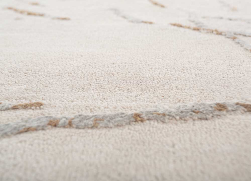 urban pause by kavi ivory wool and silk Hand Knotted Rug - CloseUp