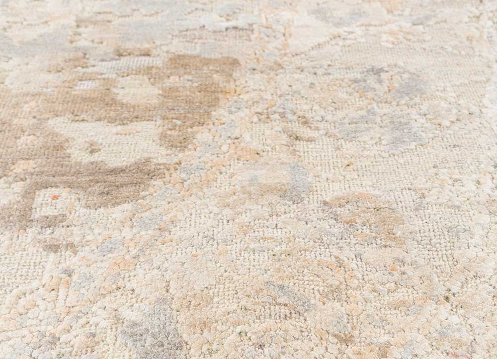 viscaya ivory afghan wool and silk Hand Knotted Rug - CloseUp