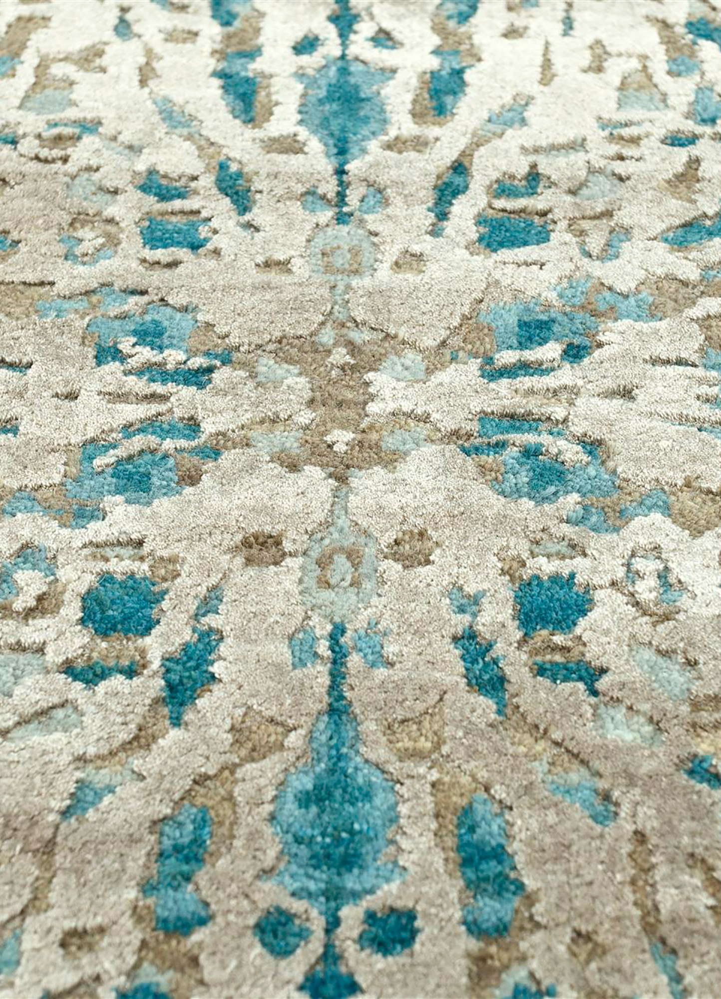 chaos theory by kavi green wool and bamboo silk Hand Knotted Rug - CloseUp