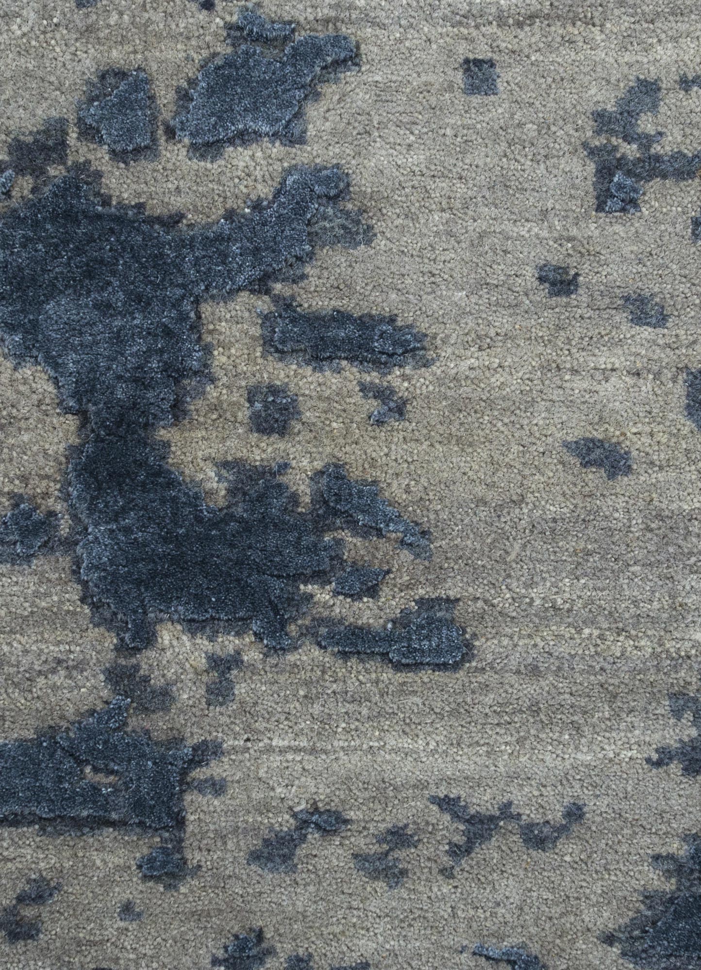 chaos theory by kavi grey and black wool and bamboo silk Hand Knotted Rug - CloseUp