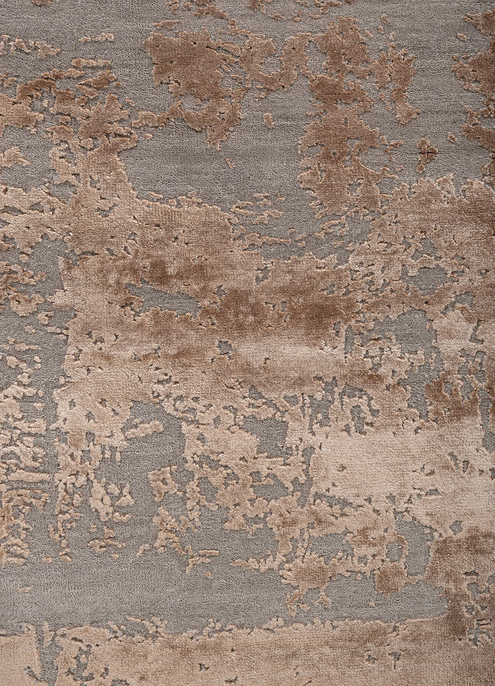 project error by kavi beige and brown wool and bamboo silk Hand Knotted Rug - CloseUp project error by kavi beige and brown wool and bamboo silk Hand Knotted Rug - CloseUp