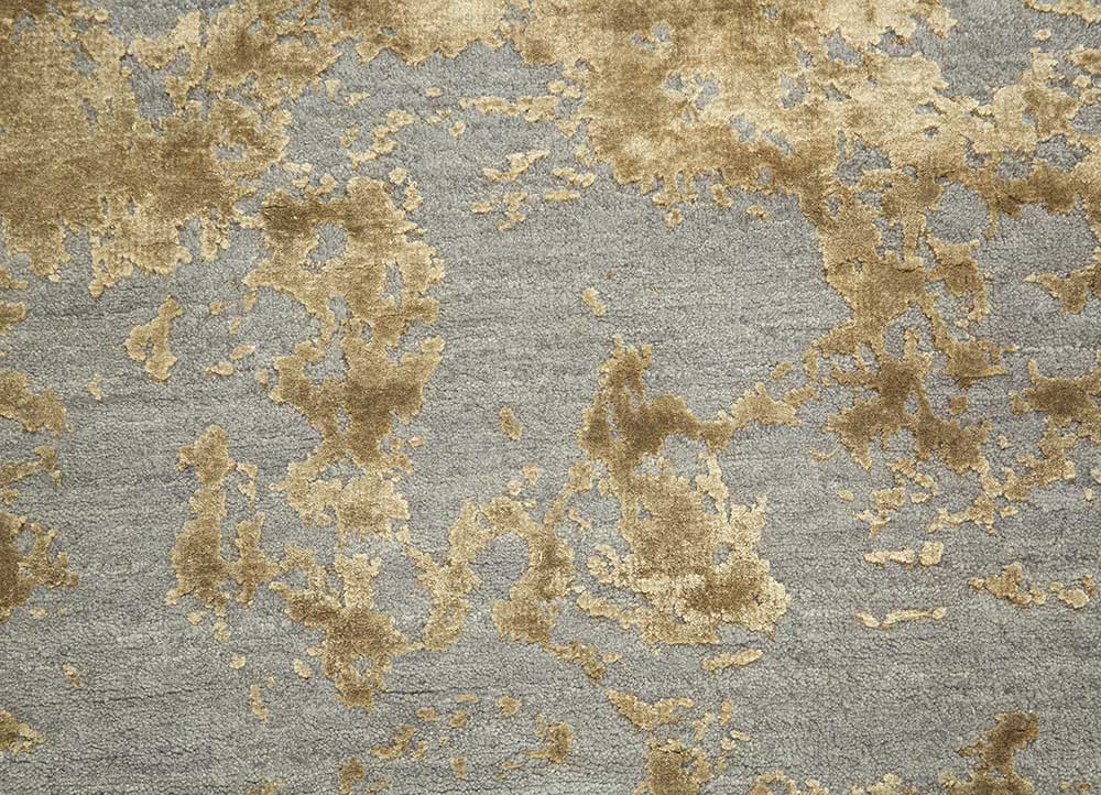 chaos theory by kavi grey and black wool and bamboo silk Hand Knotted Rug - CloseUp