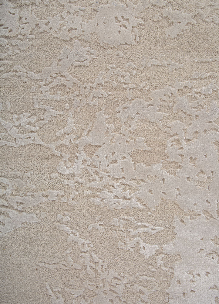 chaos theory by kavi ivory wool and bamboo silk Hand Knotted Rug - CloseUp