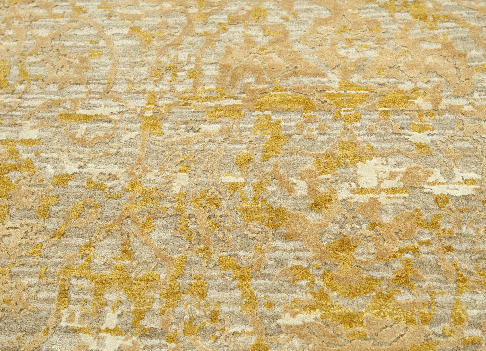 chaos theory by kavi gold wool and bamboo silk Hand Knotted Rug - CloseUp chaos theory by kavi gold wool and bamboo silk Hand Knotted Rug - CloseUp