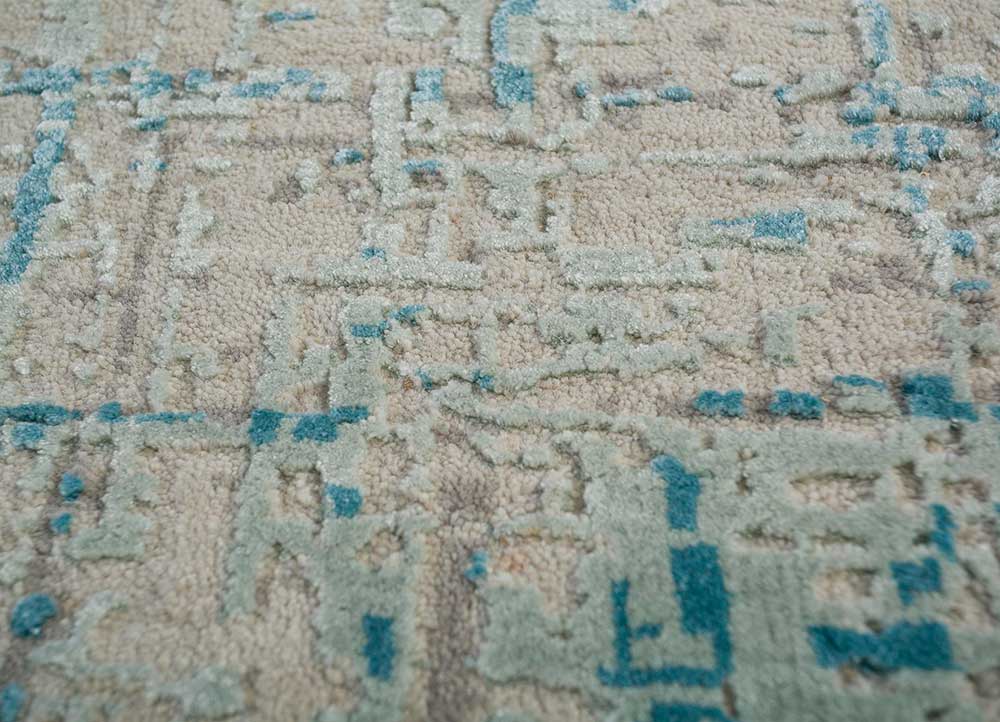 chaos theory by kavi ivory wool and bamboo silk Hand Knotted Rug - CloseUp