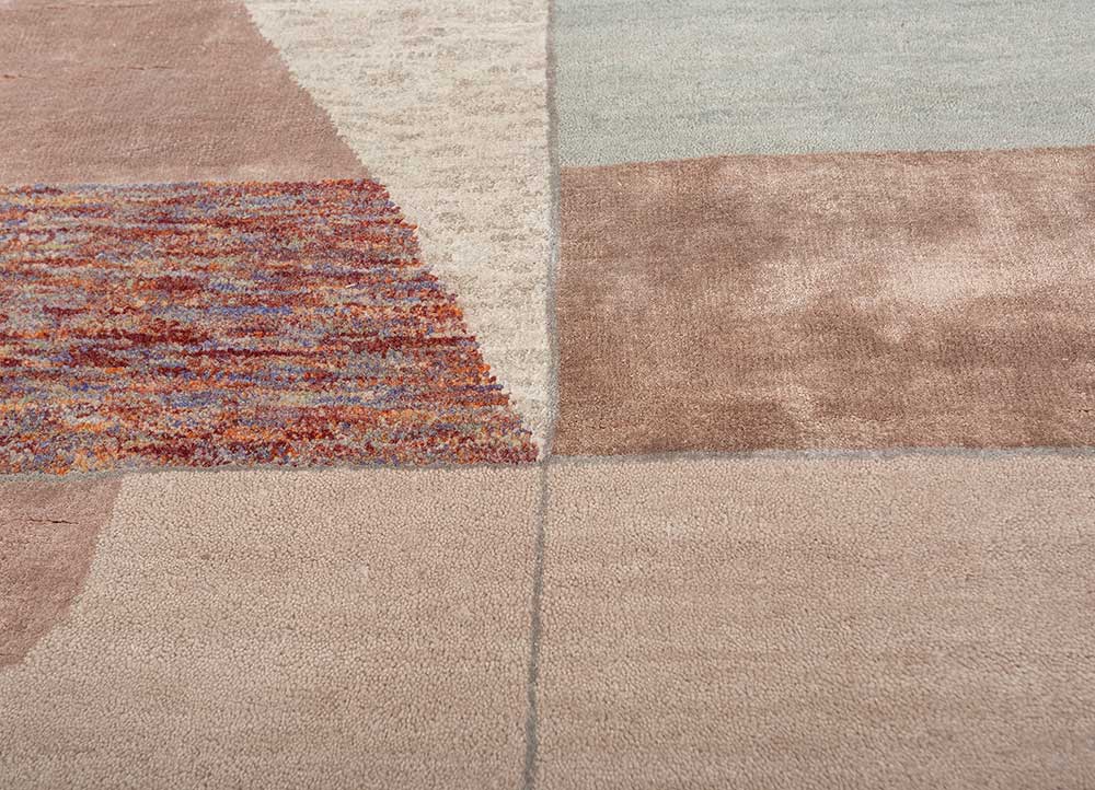 chaos theory by kavi pink and purple wool and bamboo silk Hand Knotted Rug - CloseUp