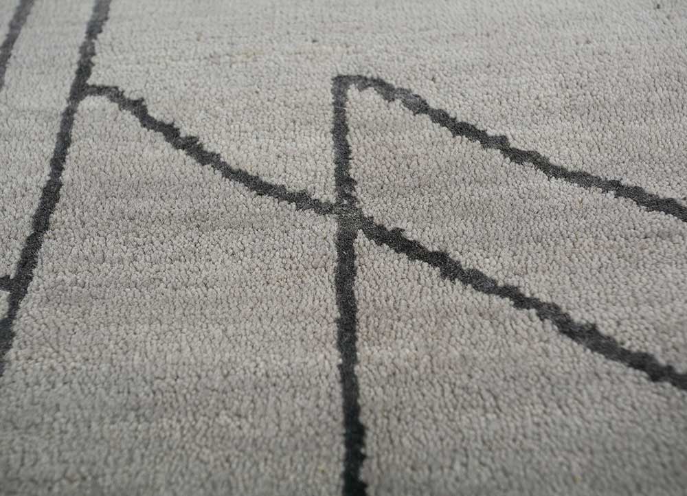 chaos theory by kavi grey and black wool and bamboo silk Hand Knotted Rug - CloseUp