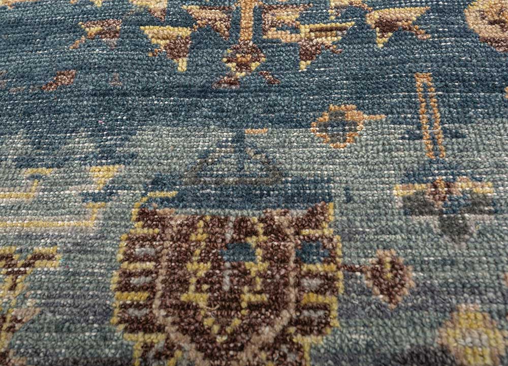 erbe blue wool Hand Knotted Rug - CloseUp