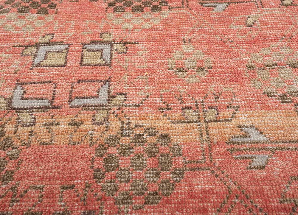 erbe red and orange wool Hand Knotted Rug - CloseUp erbe red and orange wool Hand Knotted Rug - CloseUp