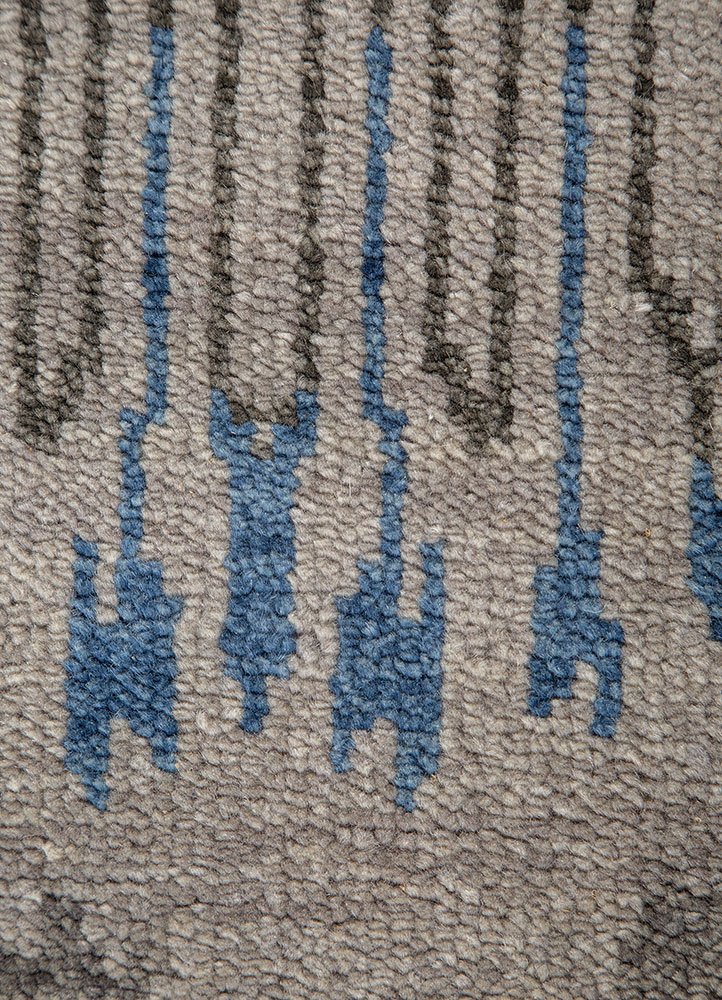savana grey and black wool Hand Knotted Rug - CloseUp
