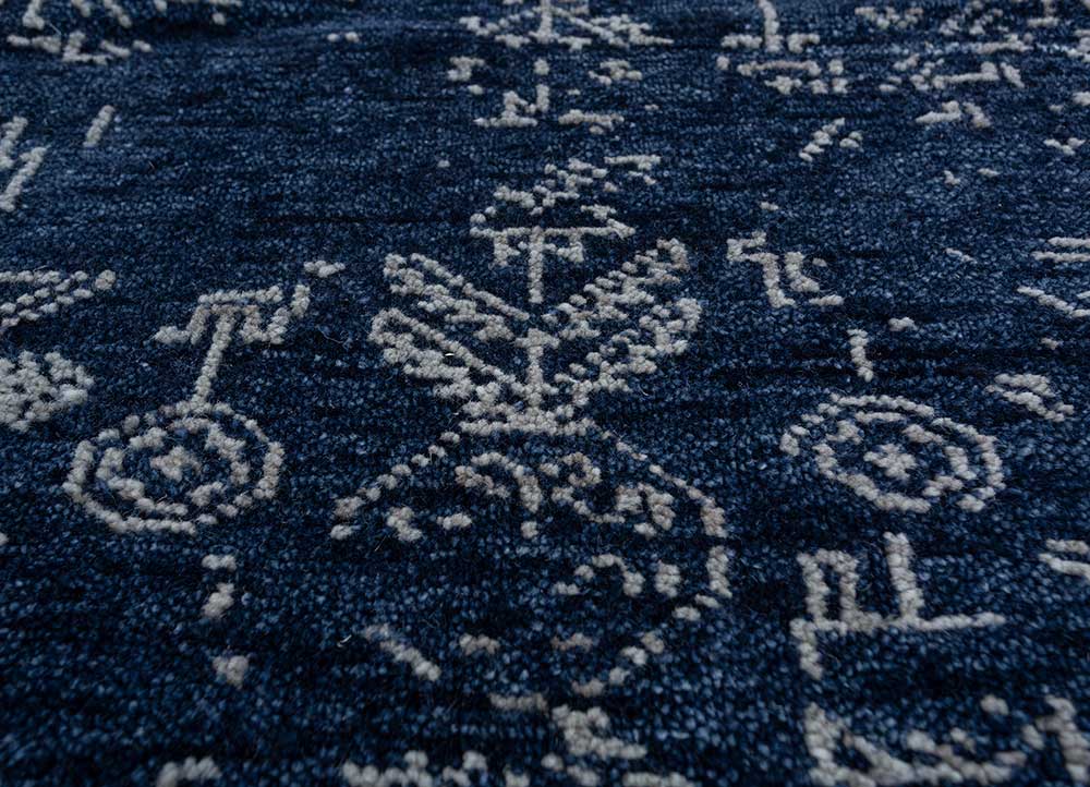 savana blue wool Hand Knotted Rug - CloseUp