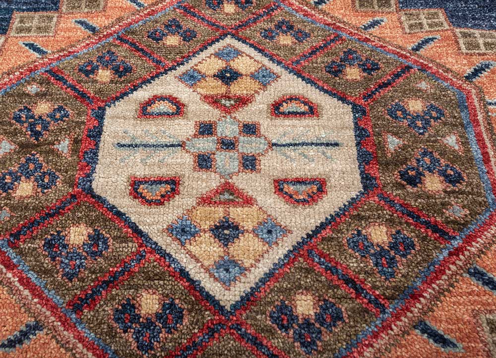 savana blue wool Hand Knotted Rug - CloseUp