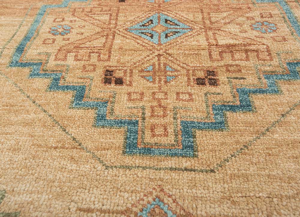 savana beige and brown wool Hand Knotted Rug - CloseUp