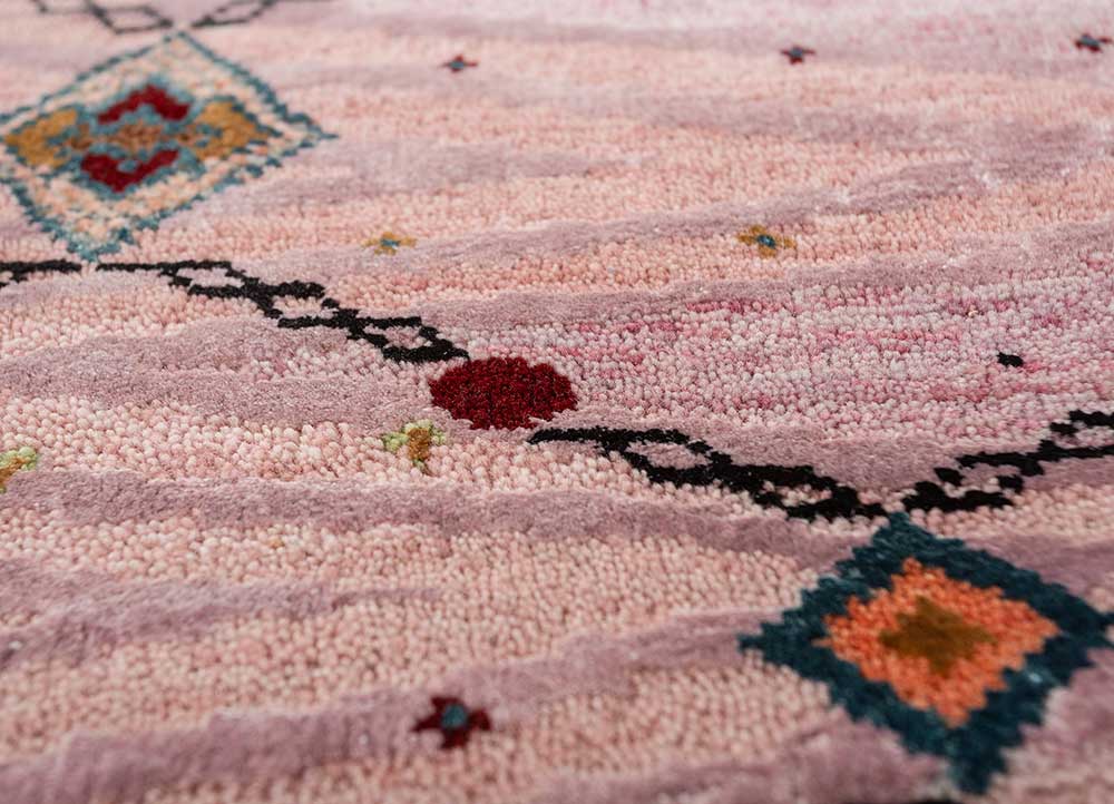 freedom manchaha pink and purple wool and bamboo silk Hand Knotted Rug - CloseUp