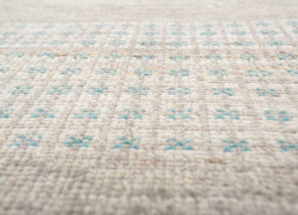 bylthe blue afghan wool Hand Knotted Rug - CloseUp