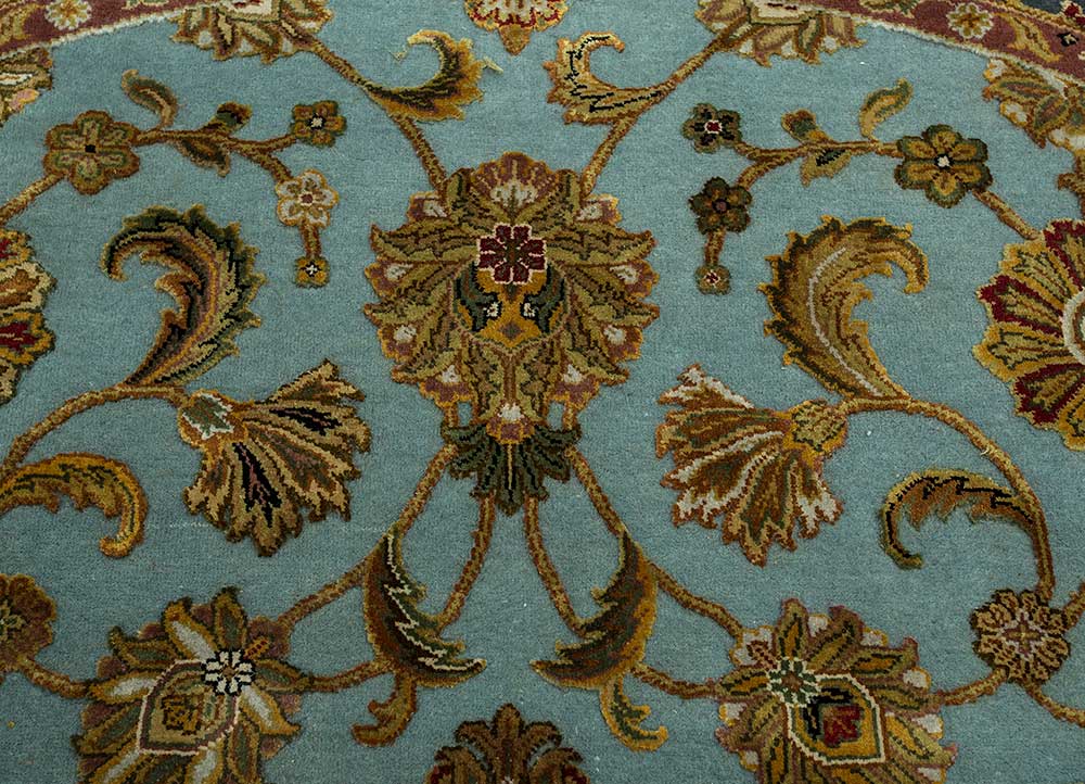 aurora blue wool and silk Hand Knotted Rug - CloseUp