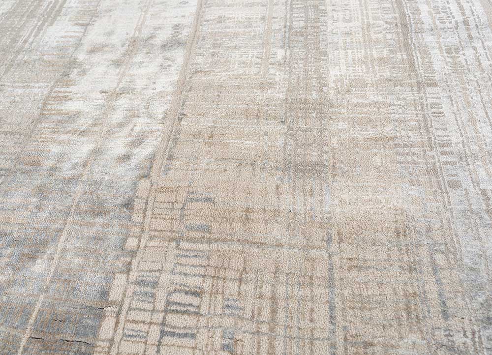 unstring by kavi grey and black wool and bamboo silk Hand Knotted Rug - CloseUp