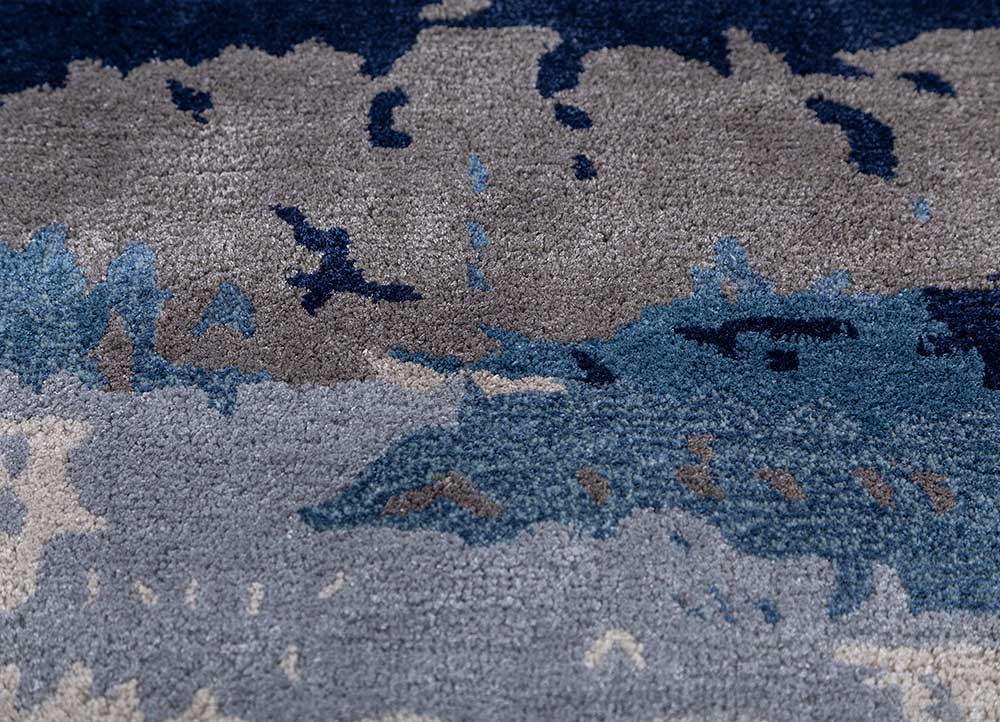 genesis blue wool and viscose Hand Tufted Rug - CloseUp