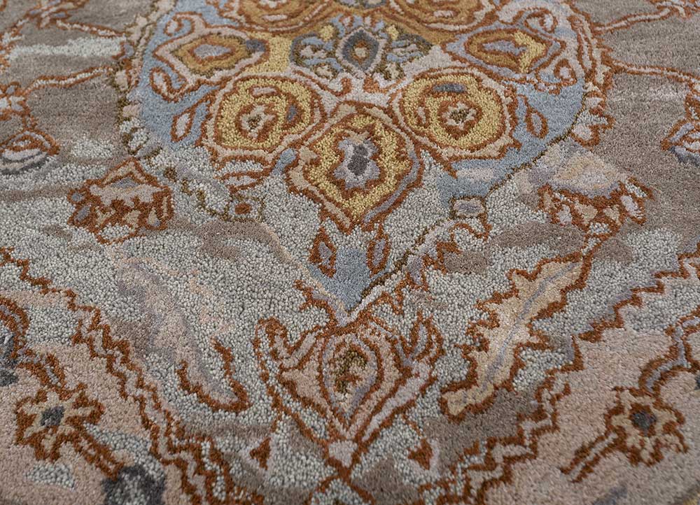 mythos beige and brown wool and viscose Hand Tufted Rug - CloseUp