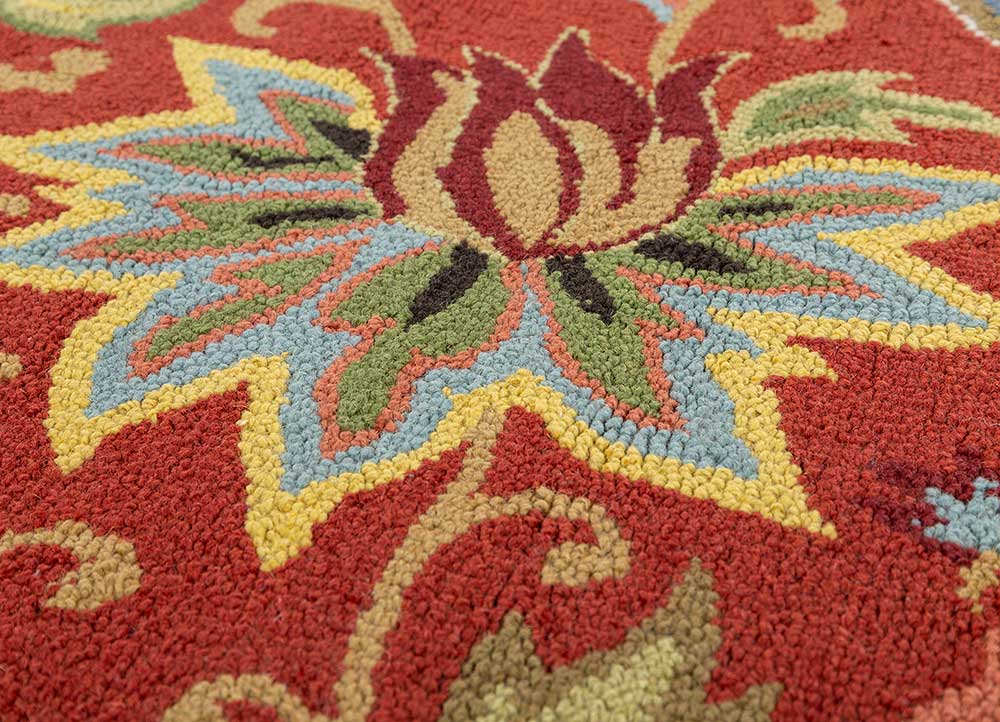 hacienda red and orange wool Hand Tufted Rug - CloseUp