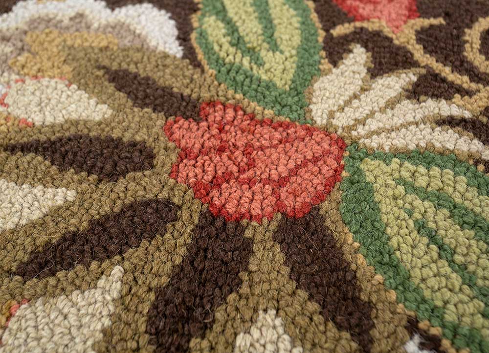 hacienda beige and brown wool Hand Tufted Rug - CloseUp