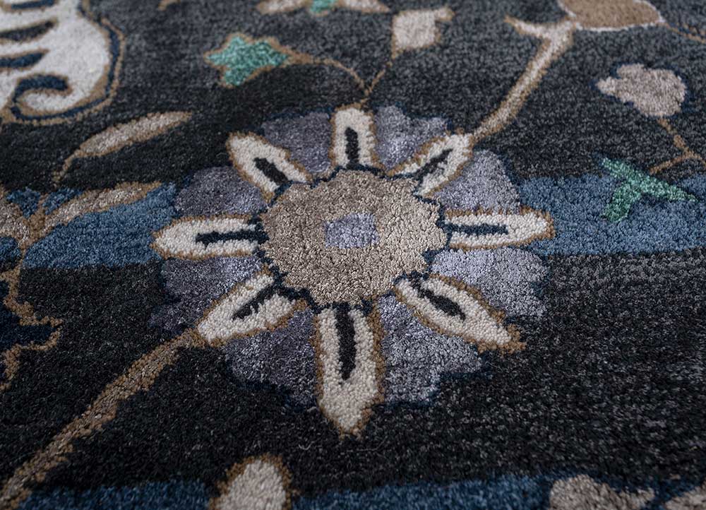 kasbah blue wool and viscose Hand Tufted Rug - CloseUp