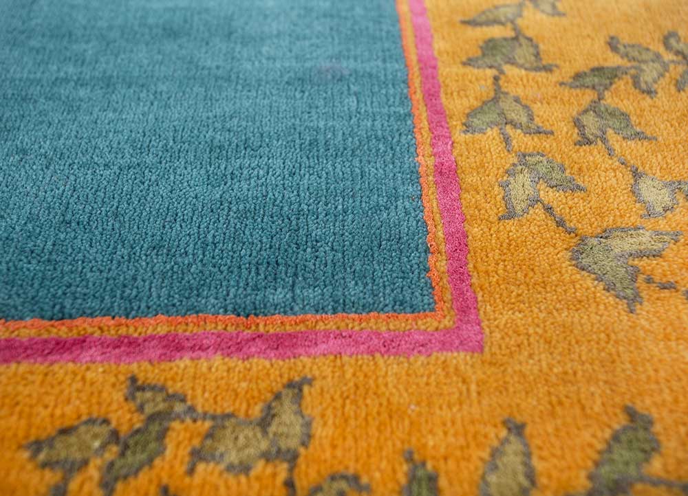 majnun blue wool and silk Hand Knotted Rug - CloseUp
