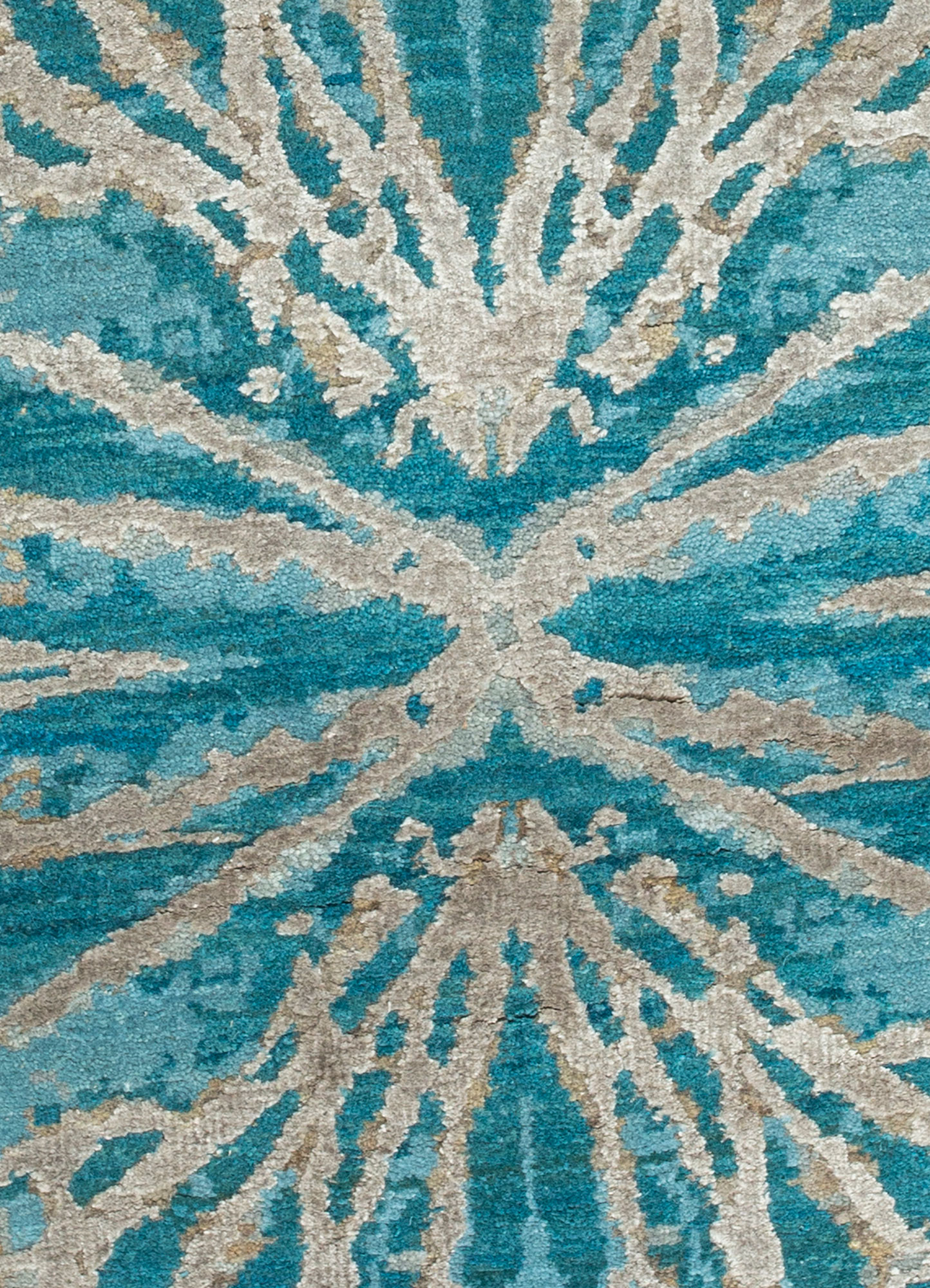 chaos theory by kavi green wool and bamboo silk Hand Knotted Rug - CloseUp