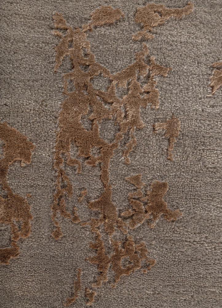 project error by kavi grey and black wool and bamboo silk Hand Knotted Rug - CloseUp