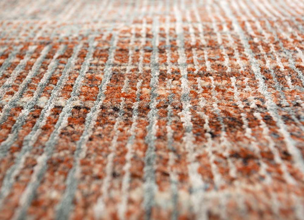 chaos theory by kavi beige and brown wool and bamboo silk Hand Knotted Rug - CloseUp