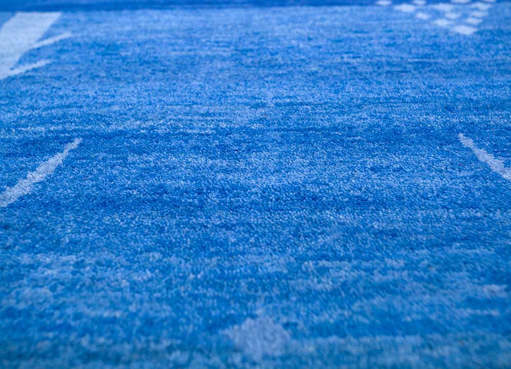 brahmaand blue wool Hand Knotted Rug - CloseUp