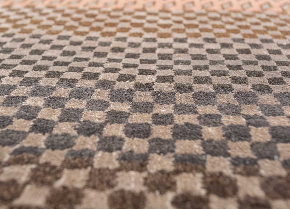 manchaha red and orange wool and bamboo silk Hand Knotted Rug - CloseUp