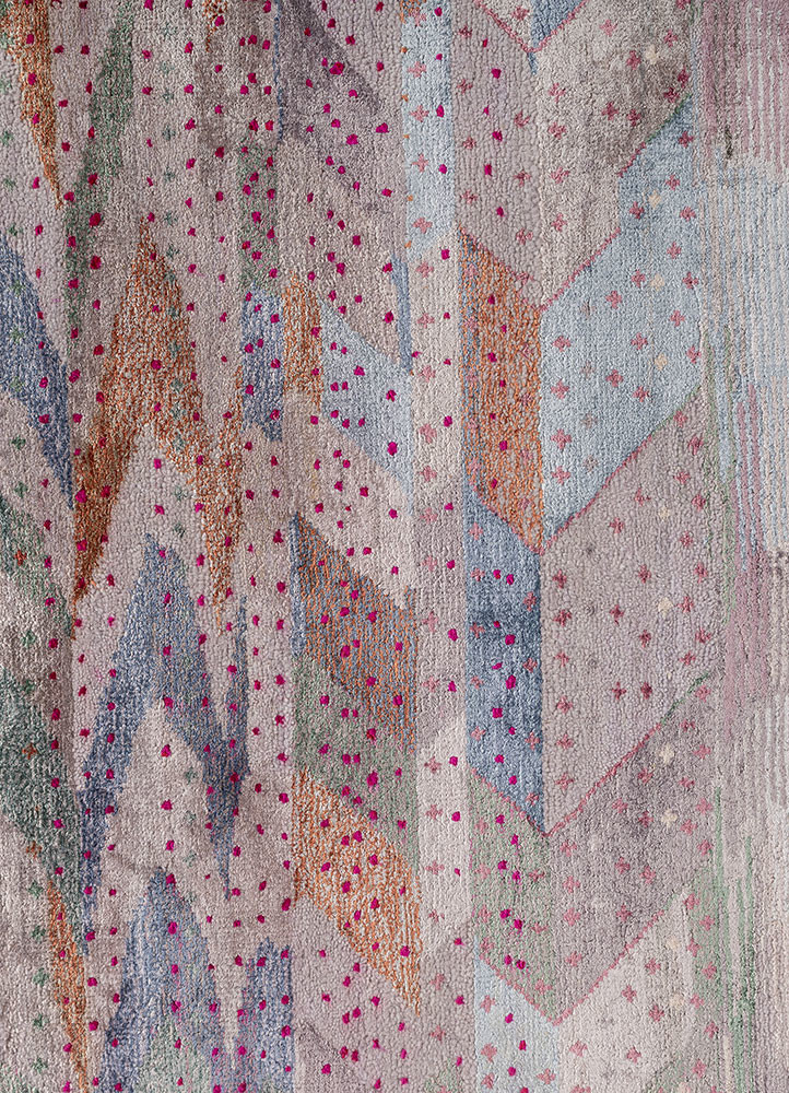 freedom manchaha pink and purple wool and bamboo silk Hand Knotted Rug - CloseUp freedom manchaha pink and purple wool and bamboo silk Hand Knotted Rug - CloseUp