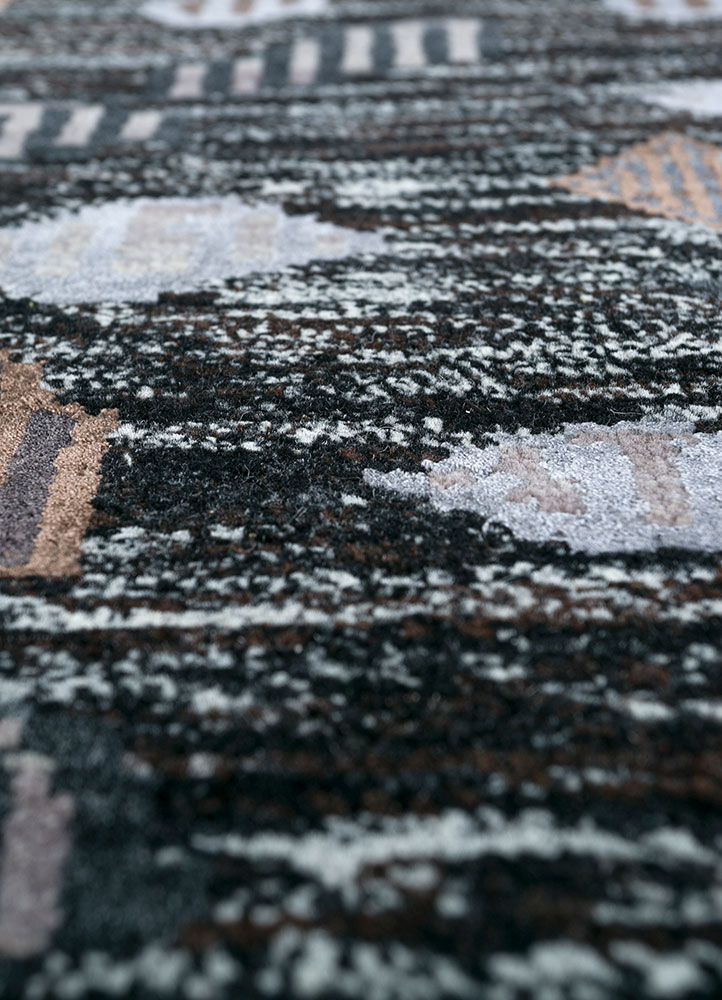 manchaha grey and black wool and bamboo silk Hand Knotted Rug - CloseUp manchaha grey and black wool and bamboo silk Hand Knotted Rug - CloseUp
