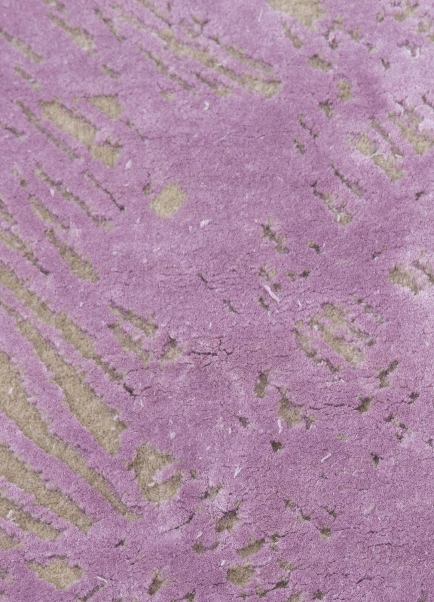 free verse by kavi pink and purple wool and silk Hand Knotted Rug - CloseUp