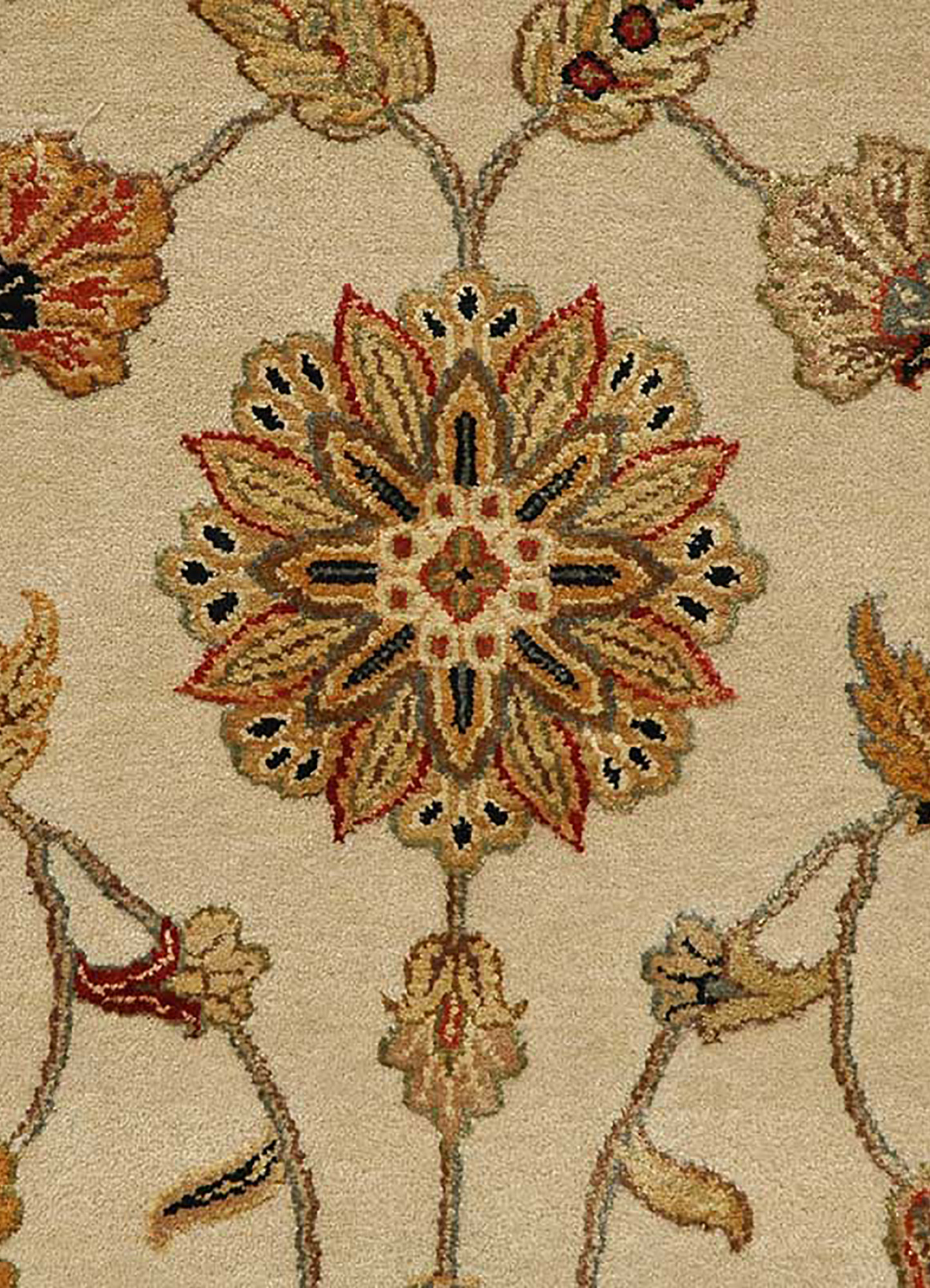 aurora beige and brown wool and silk Hand Knotted Rug - CloseUp