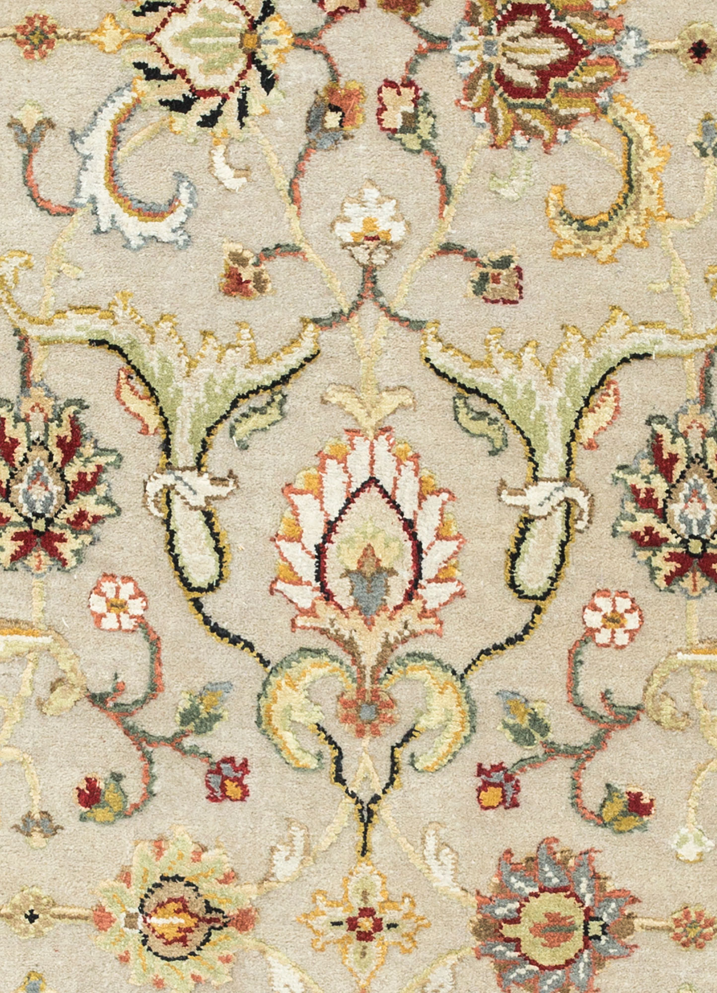 aurora beige and brown wool and silk Hand Knotted Rug - CloseUp