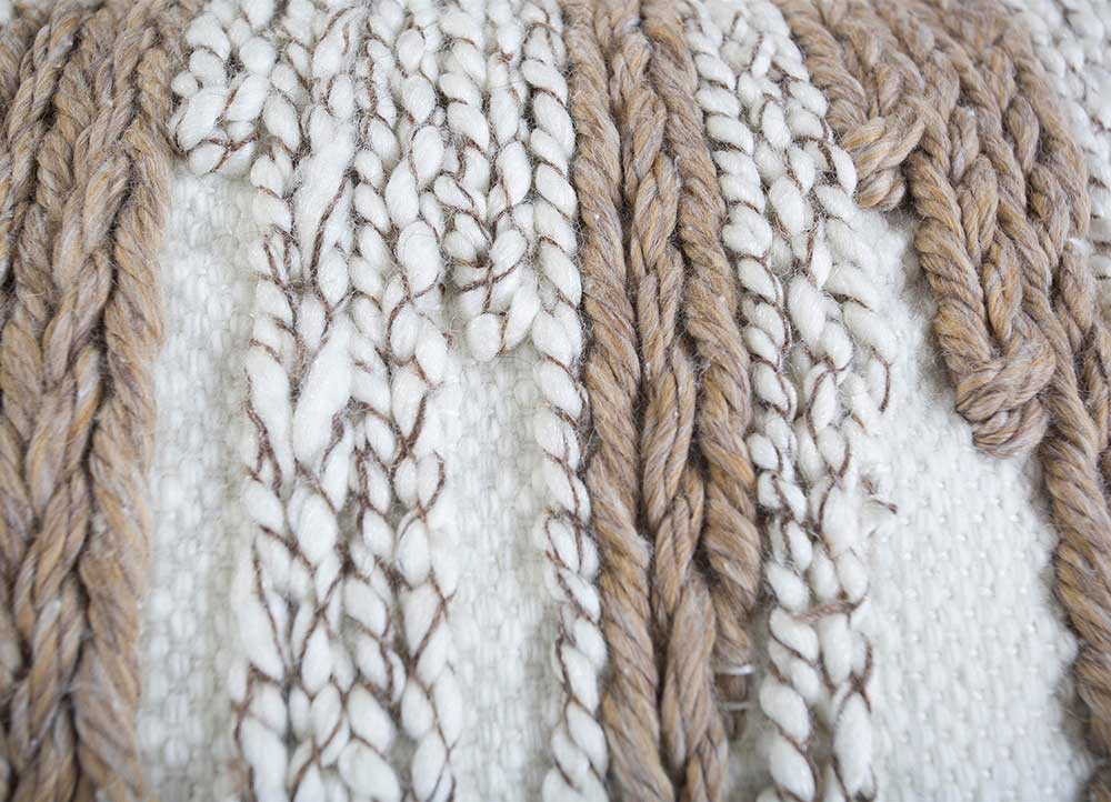 cushion ivory wool Cushion Cover Rug - CloseUp