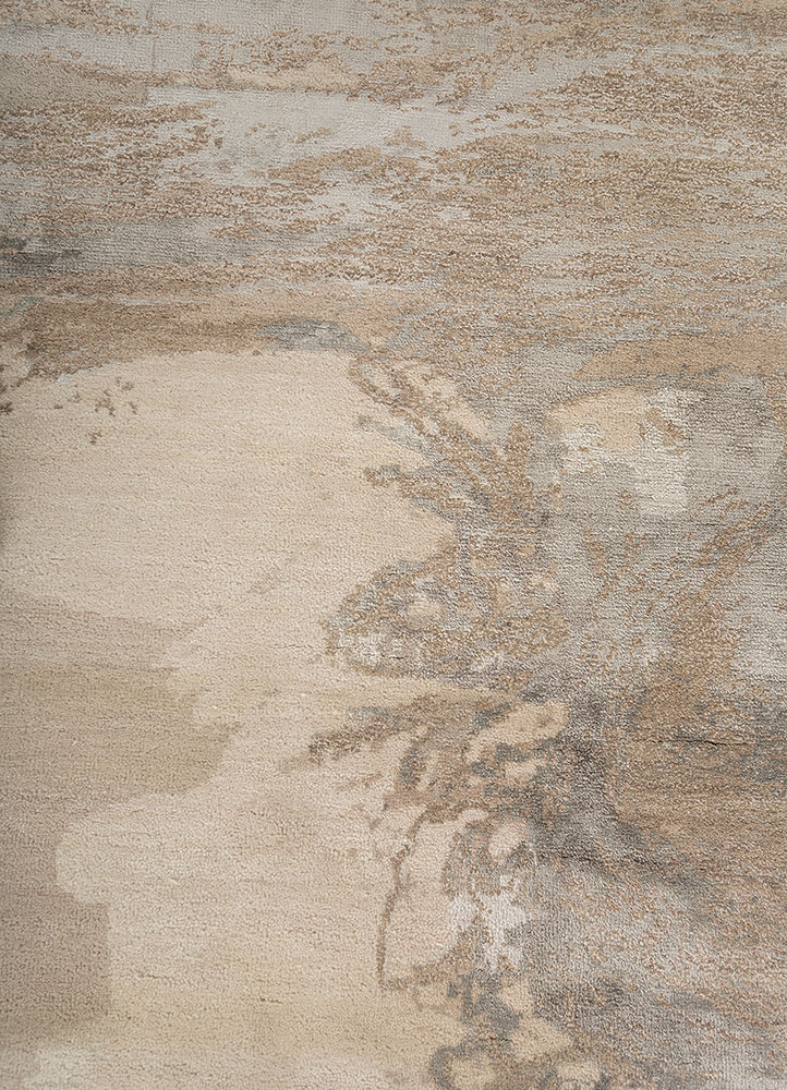 aprezo ivory wool and bamboo silk Hand Knotted Rug - CloseUp