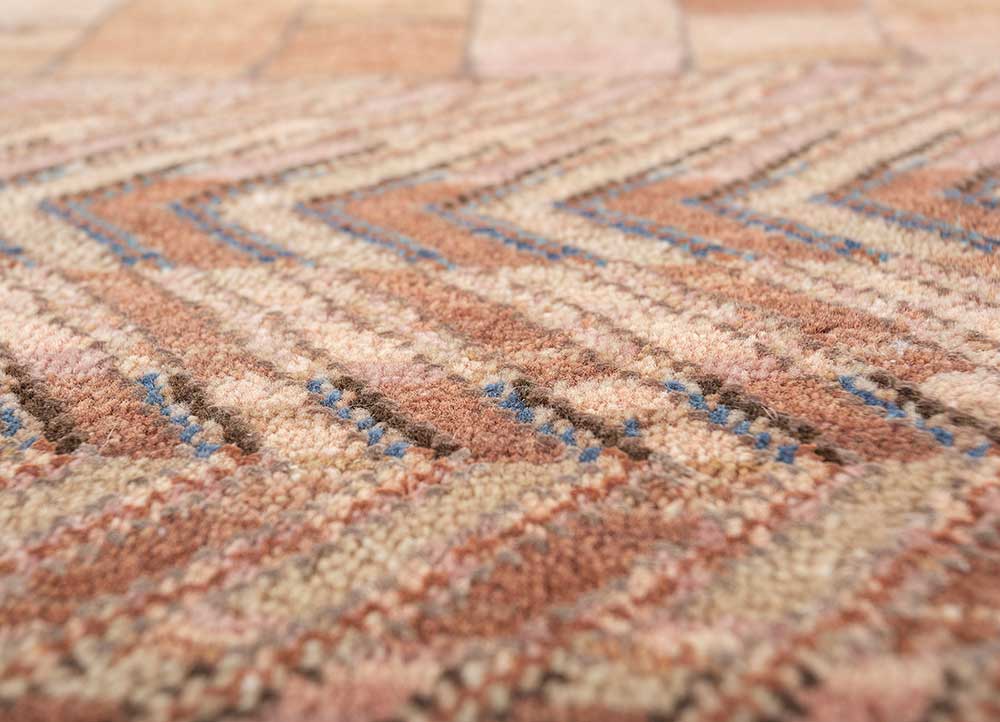 manchaha red and orange wool and bamboo silk Hand Knotted Rug - CloseUp