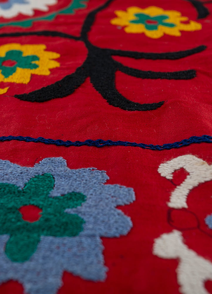 jean red and orange cotton Hand Loom Rug - CloseUp jean red and orange cotton Hand Loom Rug - CloseUp