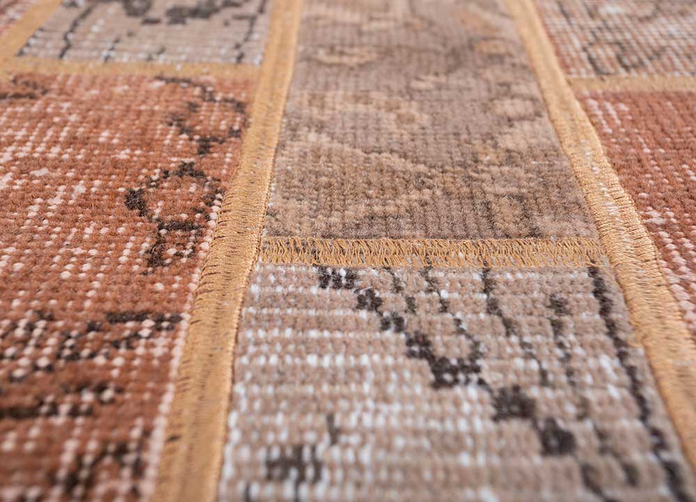 provenance beige and brown wool Hand Knotted Rug - CloseUp