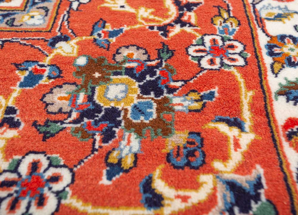 aalam blue wool Hand Knotted Rug - CloseUp