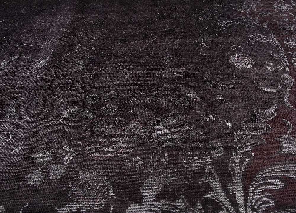 aalam grey and black wool and silk Hand Knotted Rug - CloseUp