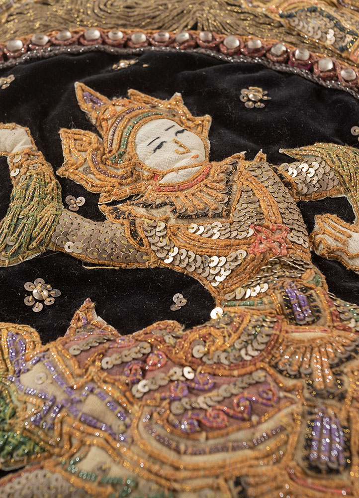 bespoke sile gold cotton and matal and zari Wall Art Rug - CloseUp