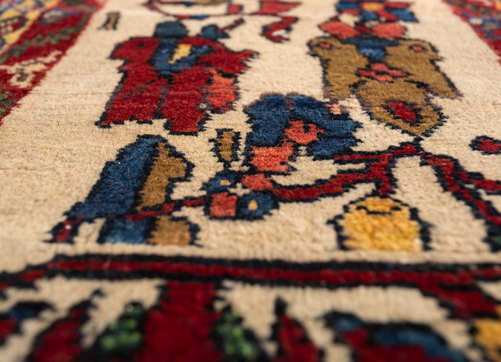 aalam blue wool Hand Knotted Rug - CloseUp