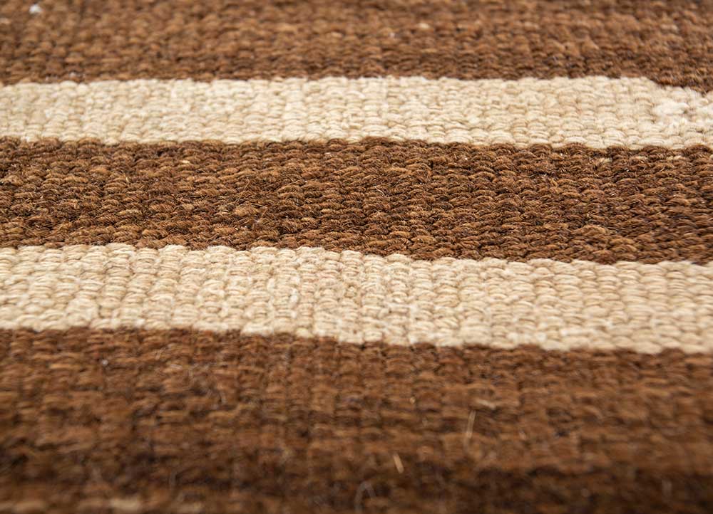 aalam beige and brown wool and viscose Hand Knotted Rug - CloseUp