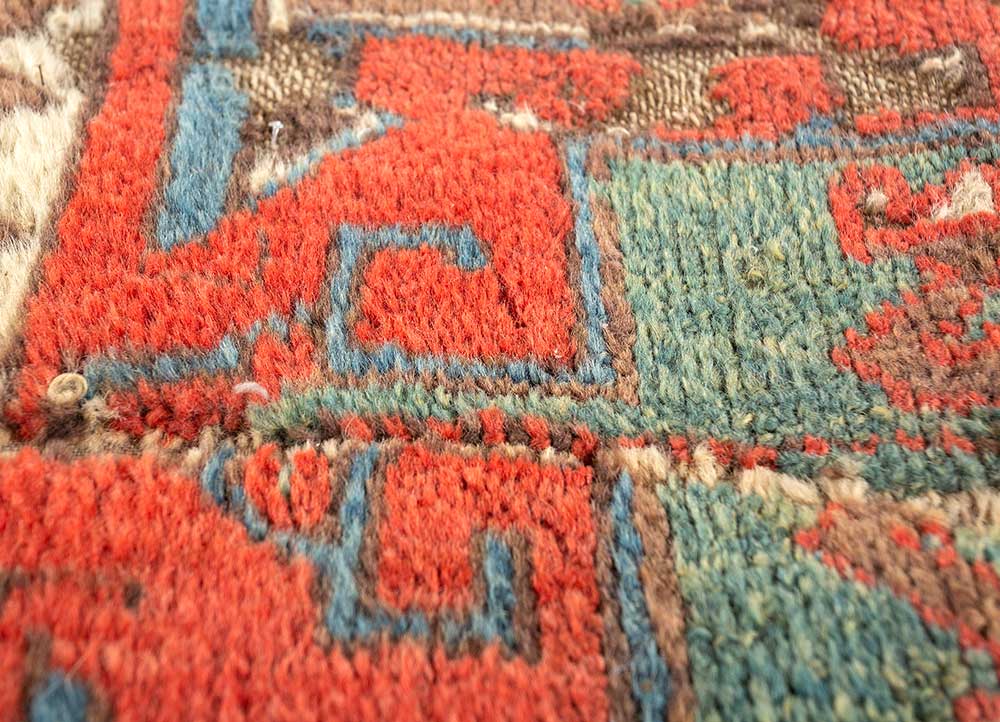 wall pieces red and orange wool Wall Art Rug - CloseUp