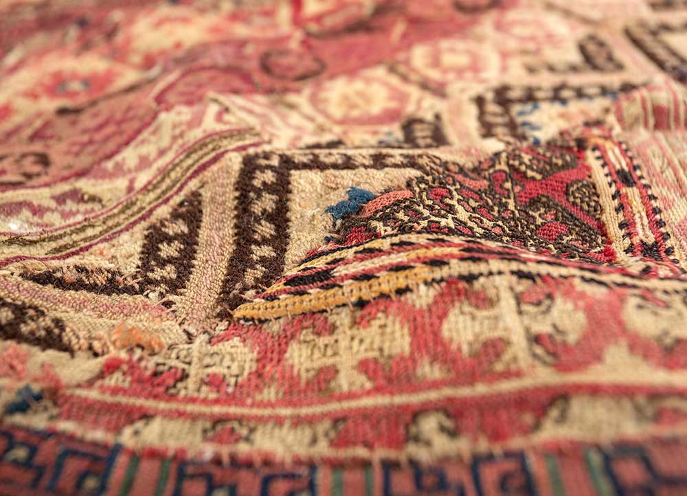 bespoke sile red and orange wool Wall Art Rug - CloseUp bespoke sile red and orange wool Wall Art Rug - CloseUp