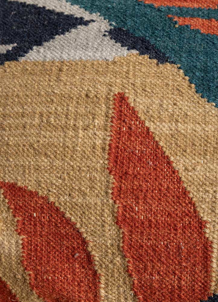 cushion red and orange wool Cushion Cover Rug - CloseUp cushion red and orange wool Cushion Cover Rug - CloseUp